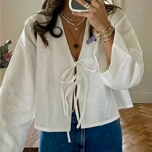 Women Long Sleeve Blouse with lace detail